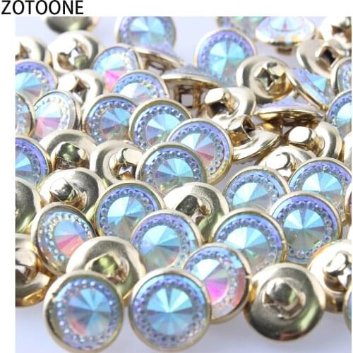 ZOTOONE 50pcs/lot Diamonds Round Shape Metal Buttons for Garment Hat Sewing Accessories DIY Craft Blue Decorations Accessories E