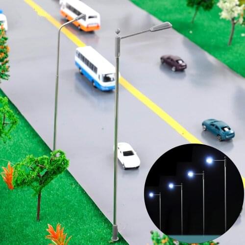 10Pcs Double Head Street Light Model LED Lighting Sand Lamp Railway Road Decor