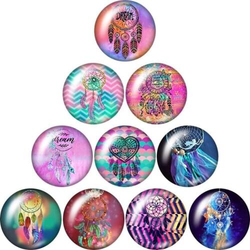 Beauty Magic Dreamcatchers 10pcs mixed 12mm/16mm/18mm/25mm Round photo glass cabochon demo flat back Making findings ZB0985