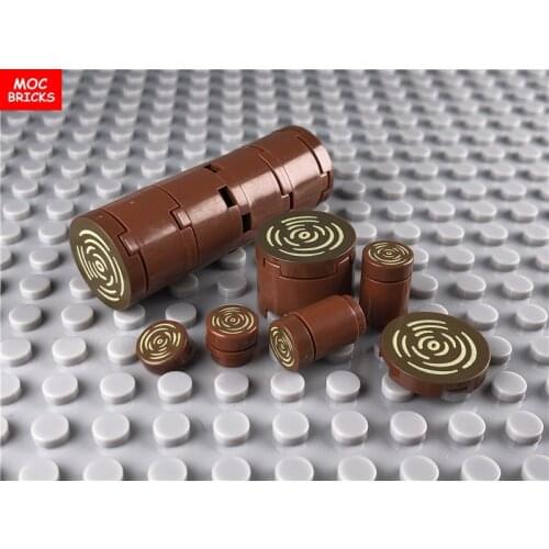 100pcs/lot MOC Bricks Tile Round with Tree Stump Pattern Educational Building Blocks figure DIY Toys children Dolls gifts