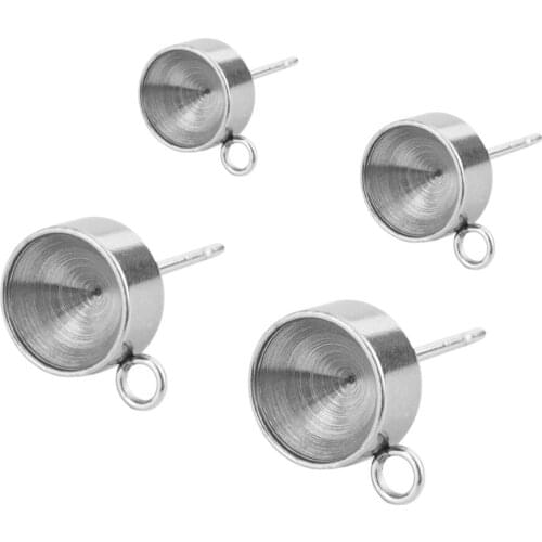 20pcs/lot Stainless Steel With Hanging Stone Support Earring Blank Tray Fit Cabochon BaseFor DIY Earrings Jewelry Making