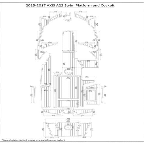 2015 – 2017 Axis A22 Swim Step & Cockpit Pad Boat EVA Teak Decking 1/4" 6mm