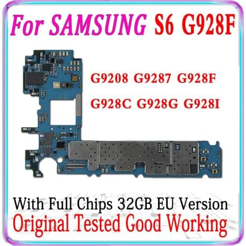 32GB EU Version Original For Samsung Galaxy S6 G9208 G9287 G928F G928C G928G G928I Motherboard Unlock Logic Board With chips MB