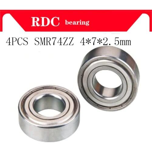 4PCS ABEC-5 Stainless Steel SMR74ZZ SMR74Z 4*7*2.5 SMR74 ZZ 4x7x2.5 mm shield Miniature High quality deep groove ball bearings