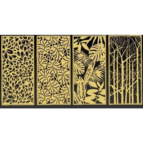 4pcs Thin Panels Partition 3d model relief for cnc in STL file format Hollow out floral carving 3D Printing file