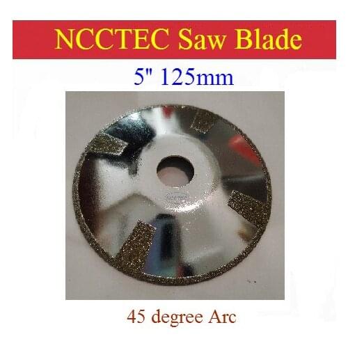 5'' inches NCCTEC Curved Diamond Electroplated DRY saw Blade | 125mm 45 degree Arc bowl cutting disc with protective teeth
