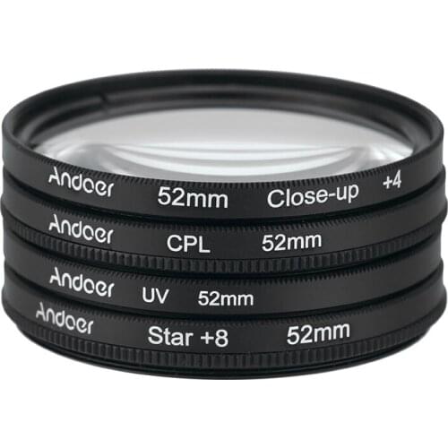 Andoer 52mm UV+CPL+Close-Up+4 +Star 8-Point Filter Circular Filter Kit Macro Close-Up Filter for Nikon Canon Pentax Sony