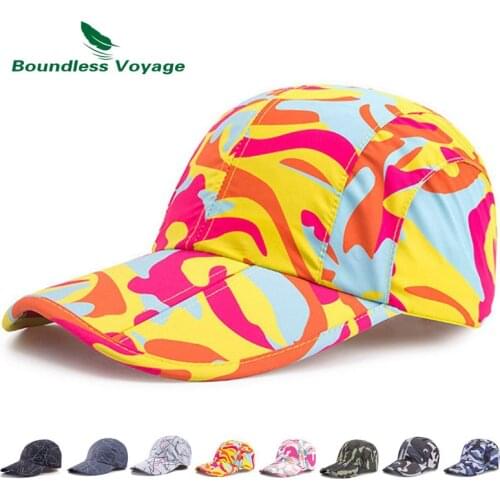 Boundless Voyage Beach Holiday Baseball Cap Men Woman Quick-Dry Cap Foldable Sun Cap Breathable Sport Baseball Cap for Outdoor