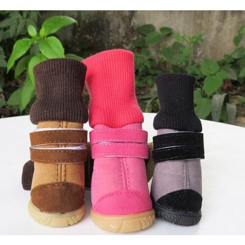 Pet Shoes Dog High Cotton-padded Shoes Rubber Sole Russian Liner Thick Warm