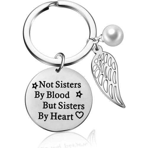 Friendship Keychain Keyring Not Sisters By Blood But Sisters By Heart Friendship Jewelry Gift for Women Girls Cute Accessories