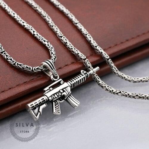Silva Original 925 Sterling Silver weapons Pendant Necklace for Men S925 silver fashion Jewelry Gift Mens Cable Chains