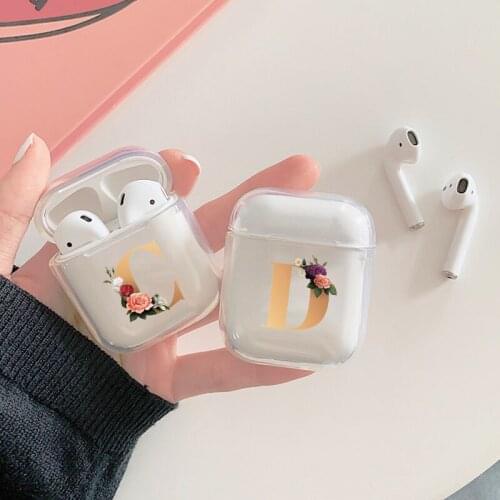 Fashion Golden letters Clear Earphone Case For Airpods 1 2 English Soft Silicone Wireless Bluetooth Earphone Cover Air Pods