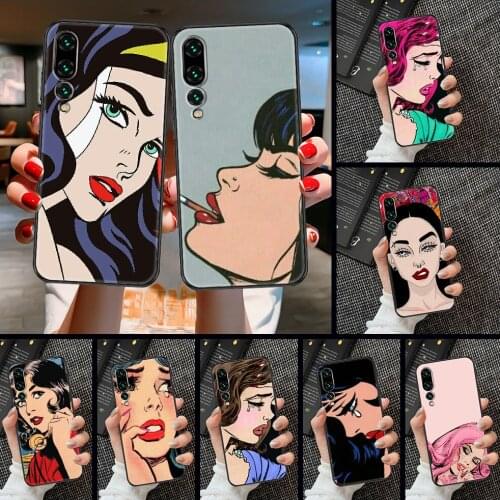 Smoking Classical Girl Cry art Phone case For Huawei P Mate P10 P20 P30 P40 10 20 Smart Z Pro Lite 2019 black 3D cover art coque
