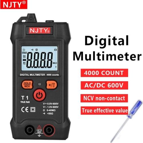 True RMS Digital multimeter 4000 Counts 600V automatic range AC DC voltage tester portable smart meter NCV ohm flashlight