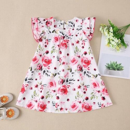 Girls' summer short sleeve dress childrens Dress Girls' colorful circle pattern skirt