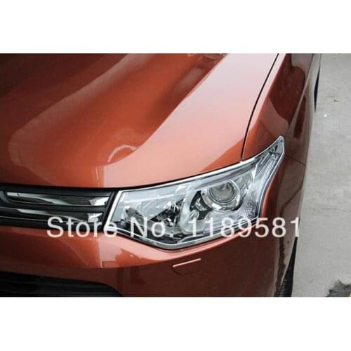 For Mitsubishi Outlander 2013-2015 ABS Chrome Decorate Front Head Light Headlight Lamp Cover Trim Molding Frame