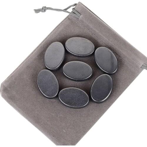 Hematite Palm Stone 30*20 Crystal Mineral Chakra Set Gift Bag Oval Worry Stones Natural Tumbled Stone Reiki Healing Home Decor