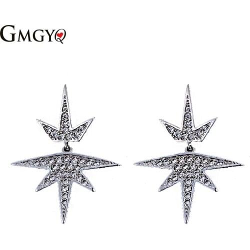 GMGYQ Zircons Beroemde Mode Merk Sieraden Fonkelende Kwaliteit Zirconia Ster Oorbellen Voor Vrouwen Beste Vriend Gift For Women