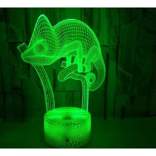Chameleon Led 3D Night Light Touch Sensor 7 Color Changing Home Decorative Lamp Children Nightlight Animal 3d Table Mood Lamp