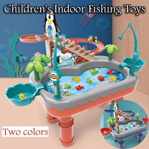 Penguin Slide Magnetic Fishing Toy Pool Set Childrens Baby Gifts Parent-child interactive Toys Game Baby Bath Toys Outdoor Toy