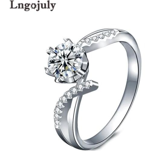 Pure 100% 925 Sterling Silver Women Ring 1 Carat Moissanite Ring For Women Luxury Engagement Party Silver 925 Jewelry Gifts