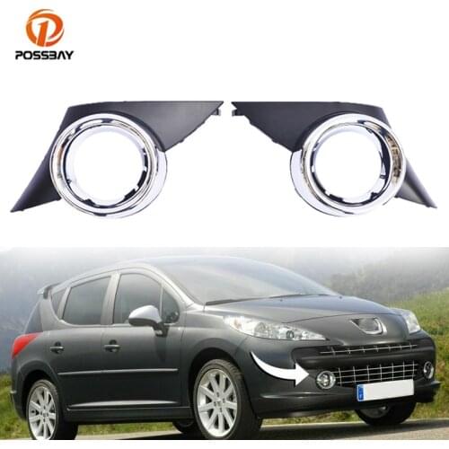 Car Front Bumper Lower Fog Light Cover Chrome Fog Lamp Bezel Grille Exterior Parts for Peugeot 207 Sport 2006 2007 2008 2009