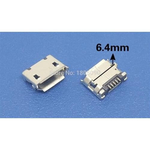 50pcs micro USB mini connector 5pin 6.4mm short needle 5P DIP2 Data port Charging port mini usb connector for Mobile end plug