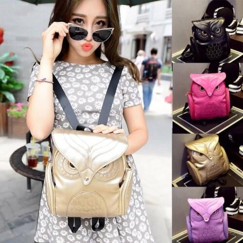 Fashion Women PU Bag Shoulder Satchel Owl Backpack Bag Tote Rucksack Purse
