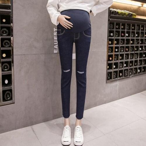Fashion Maternity Jeans Spring Maternity Jeans Trousers Cropped Pants Feet Supporting Jeans Maternity