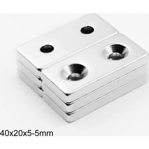 1~20PCS 40x20x5-4 Strong Quadrate Neodymium Magnet Double Hole 4mm NdFeB Magnetic 40x20x5 Rare Earth Magnets 40*20*5-4 40*20*5