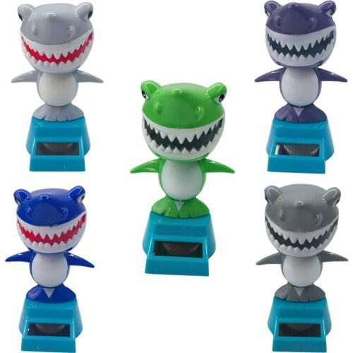 Cartoon Mini Cute Shark Solar Swing Car Auto Interior Dashboard Decoration Gift
