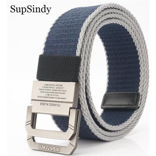 SupSindy men&women canvas belt Double Ring Alloy buckle Jeans belts Army military tactical belts for Men high quality Male strap