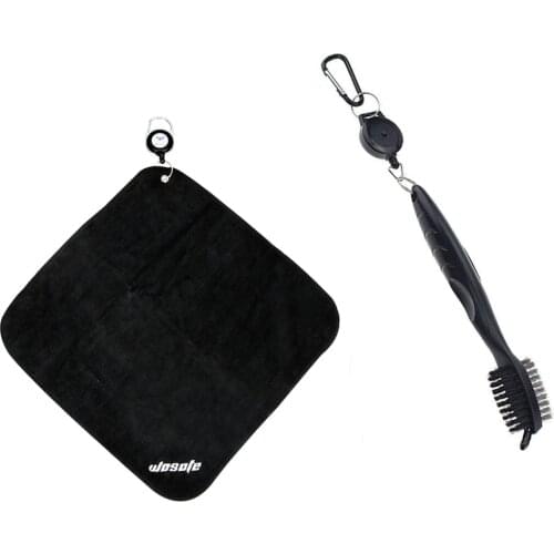 Golf Towel Brush tool Kit with Club Groove Cleaner, Retractable Extension Cord and Clip free shipping