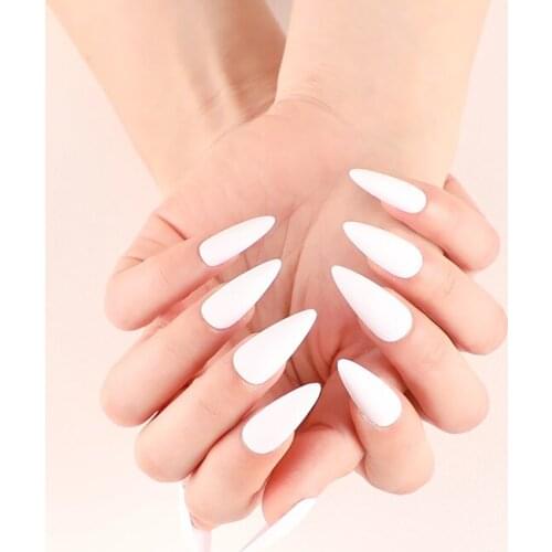 24pcs Stiletto Claw Tips Half Cover Sharp Nails Manicure Acrylic UV Gel Natural Color Fake Nails Decoration Nail Art Beauty