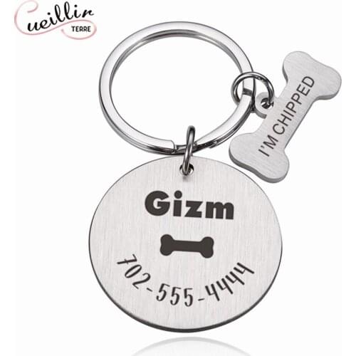 Two-piece Anti-lost Tag Set Personalized Cute Pet Collar Accessories Unique Customized Phone Pet Name Pet Information Keychain