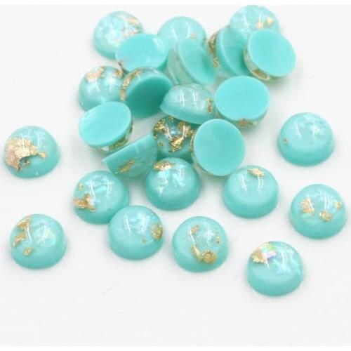 New Fashion 8mm 10mm 40pcs Light Apple Colors Built-in metal foil Flat back Resin Cabochons For Bracelet Earrings accessories