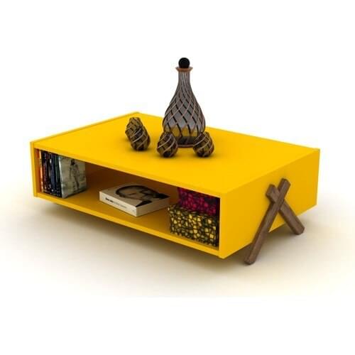New Modern 2021 Natural Decorative Coffee Tables Kipp (Walnut-Yellow)
