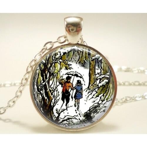Narnia Necklace Narnia Jewelry Wearable Art Round Glass Dome Cabochon Necklace Glass Cabochon Necklaces Christmas Gift