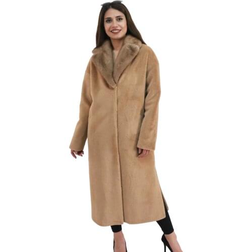 New Fashion real mink collar, High Quality 100% Genuine mink fur long coat turkish stell 2021