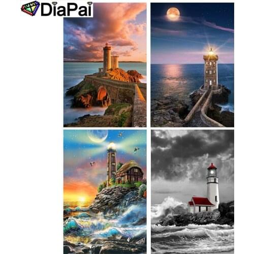 DIAPAI 100% Full Square/Round Drill 5D DIY Diamond Painting "Lighthouse landscape" 3D Embroidery Cross Stitch Home Decor