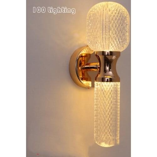 Transparent Glass LED Wall Sconce Gold Metal Foyer Bedside Stairs Aisle Wall Lights Surface Mount Nordic Lamp Dropshipping