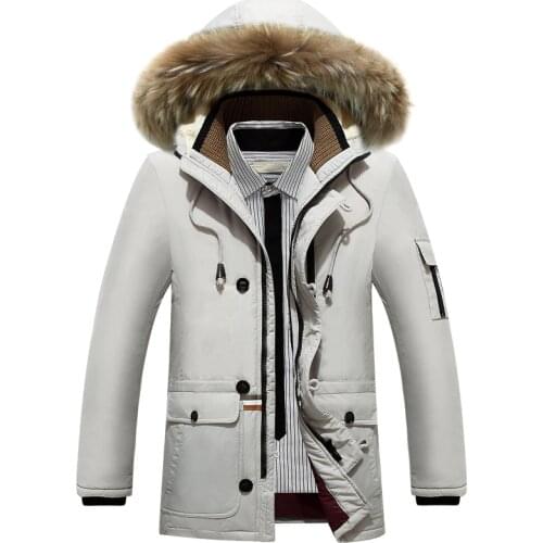 Down coat jacket men fashion winter jacket mens casual warm fur collar dow jackets winter hooded thick coat parkas masculine
