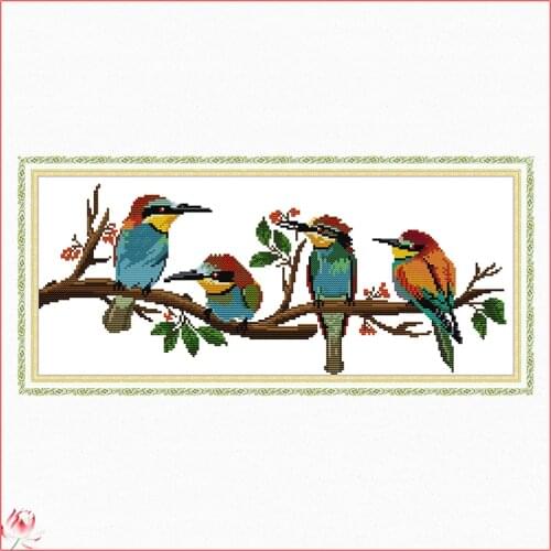 Joy Sunday Bird On Branch Pattern Counted Cross Stitch 14CT 11CT Chinese Embroidery Kit Needlework Set Home Decoration Painting