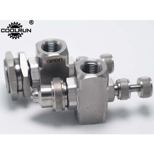 Adjustable spray atomizing humidifying nozzle 1/4" thread Stainless steel air atomizing nozzle Two-fluid gas-water mixing