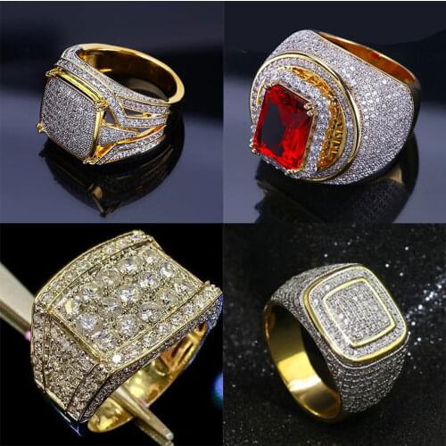 Romantic Luxury Wedding Rings For Woman Gold Colour Alloy Rhinestone Man Woman Proposal Jewelry Best Gift