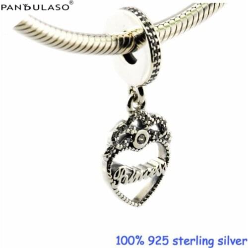 Princess Crown Heart Charms For Jewelry Making Fits Original Charms Bracelets For Woman DIY Sterling Silver Jewelry Beads