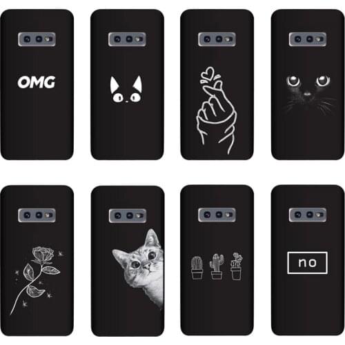 QAQsam Silicone Cover For Samsung Galaxy S10e Case Painting Flower Cat Moon Matte Phone Cases Funda