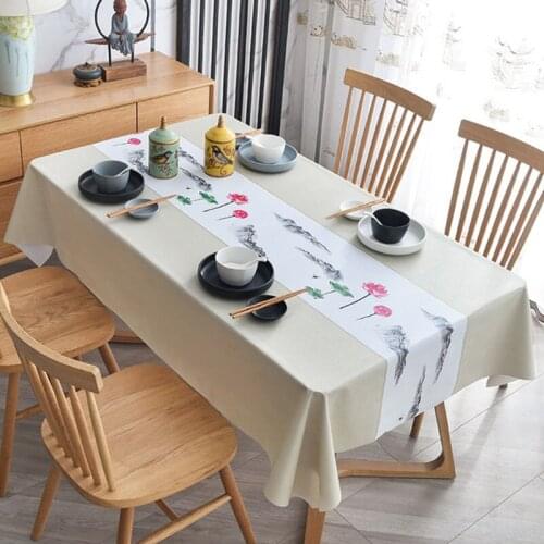 Chinese Style Waterproof Oil-proof Table Cloth Household Decorated Tablecloth PVC Table Cover Dinner Accessories Home Textile