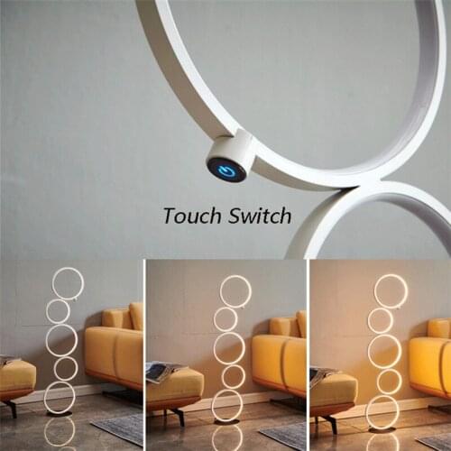 Modern Five Rings Art Floor Lamp Dimmable Home Light Nordic LED Standing Lamp Living Room Bedroom Indoor Lighting Decor Fixtures