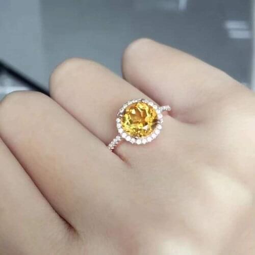 Natural And Real Yellow Citrine Ring 925 Sterling Silver Ring for Women Wedding Ring